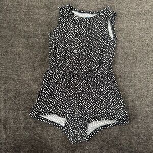 Old Navy Black & White Dot Romper with Bow Detailing